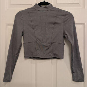 Women's MIKOH Gray Long Sleeve Mock Neck Crop Top XS